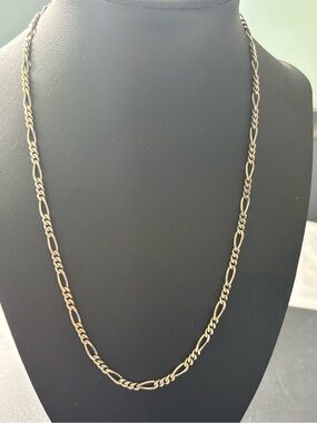 .925 sterling silver FIGARO CHAIN LINK NECKLACE thick lobster clasp UNISEX 19”